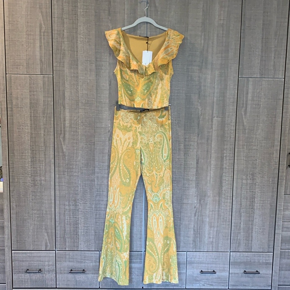 Zara Jacquard Ruffled Top And Pants Set‎